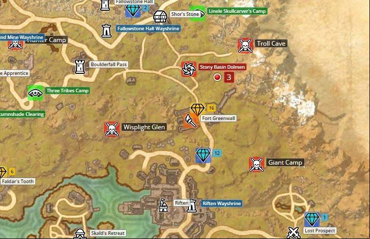 Map of The Rift. - Psijic Order missions in The Elder Scrolls Online Summerset - Psijic Order - The Elder Scrolls Online Guide