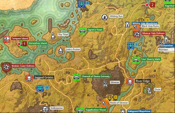 Map of Malabal Tor. - Psijic Order missions in The Elder Scrolls Online Summerset - Psijic Order - The Elder Scrolls Online Guide