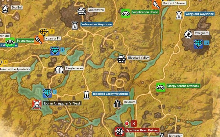 Map of Malabal Tor. - Psijic Order missions in The Elder Scrolls Online Summerset - Psijic Order - The Elder Scrolls Online Guide