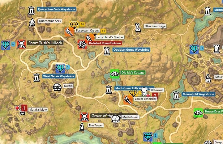 Map of Deshaan. - Psijic Order missions in The Elder Scrolls Online Summerset - Psijic Order - The Elder Scrolls Online Guide