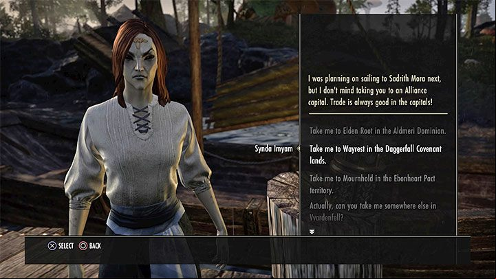 After meeting the person standing next to the means of transport (like a Navigator, Caravan owner) you can choose one of the destinations - ESO: Fast travel - how does it work? - Game guide - The Elder Scrolls Online Guide