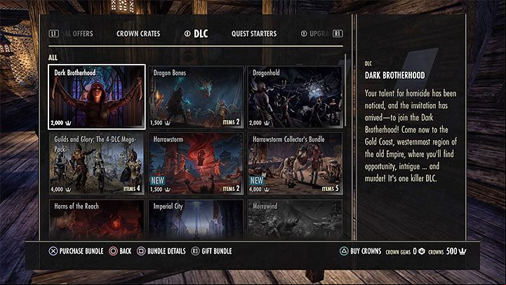 All DLCs are bought for Crowns, the currency purchased with real money - ESO: DLC expansions - which are the best? List - Starting the game - The Elder Scrolls Online Guide