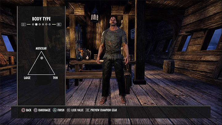 You can use the slider to determine the overall shape of your characters body - you can make your character look large, muscular or thin - ESO: Character creation - best first character, tips - Starting the game - The Elder Scrolls Online Guide