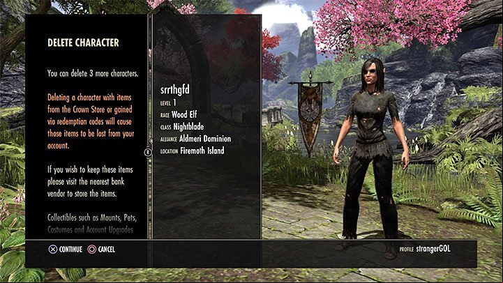 You can delete characters in TESO - select a character and press the right button - ESO: Managing different characters, tips - Starting the game - The Elder Scrolls Online Guide