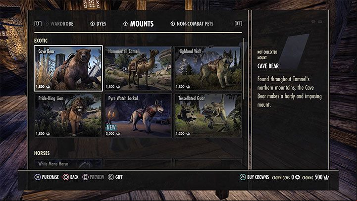 Another method involves buying a mount for Crowns in Crown Store - ESO: Mounts - how to get a horse? - Game guide - The Elder Scrolls Online Guide