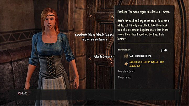 After all your conversations with Felande have been completed, you will receive your own room for free, which can be treated as your own home - ESO: Own house, property - how to buy? - Game guide - The Elder Scrolls Online Guide