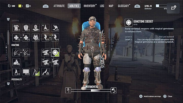 Unlocking the crafting category described above also unlocks the Gemstone Socket subcategory, although it requires developed intelligence and dexterity - Elex 2: Crafting - how to craft, types of crafting - Basics - Elex 2 Guide