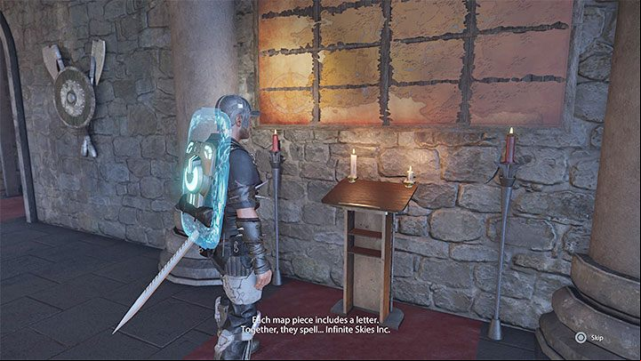 After placing all the 16 map pieces, Jax will automatically read the entry and conclude that it leads to Infinite Skies Inc - Elex 2: Map Pieces - completing the treasure map - World Map - Elex 2 Guide