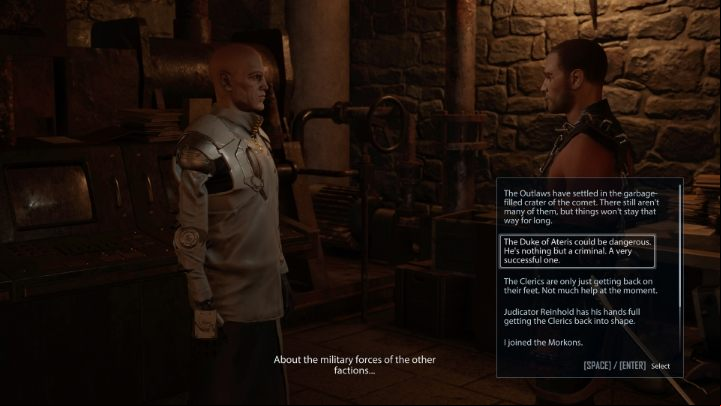 In the Strong Alliances quest, you must talk to the representatives of all the factions in Elex 2 - Elex 2: The 6th Power - walkthrough - Chapter 1 Attack - Elex 2 Guide