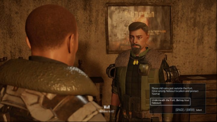 If you didn't kill Yasme, you have to make a decision as to whether or not you want to tell the truth to Wulf - Elex 2: The Berserkers Trust (Tavar) - walkthrough - Tavar - Elex 2 Guide