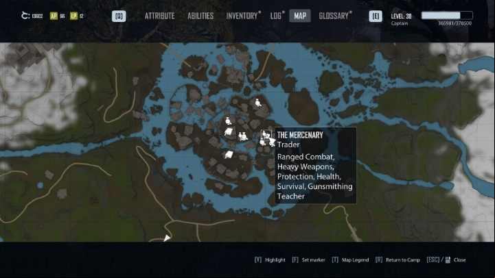 The Mercenary can be found in the Crater (the Outlaws' city), in the trading district to the right of the main entrance - Elex 2: Skill Trainers - list - World Map - Elex 2 Guide