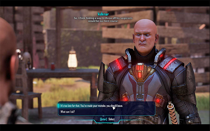 The big decision made during the conversation with Volkmar - Elex: Scrap Delivery - Walkthrough - Tavar - Elex Game Guide