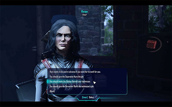 Nyara is the best candidate but you can choose a member of other faction that you like the most - Elex: Minor quests in Domed City - Walkthrough - Abessa - Elex Game Guide