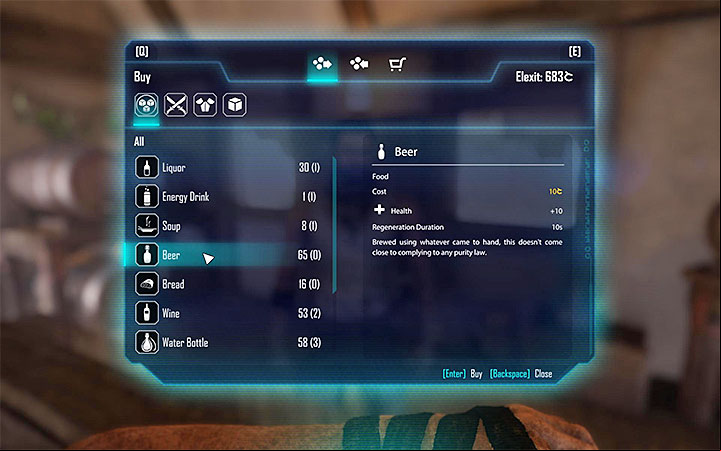 Look for a beer on the list of beverages sold by Oran - Elex: Minor quests in Goliet - Walkthrough - Edan - Elex Game Guide