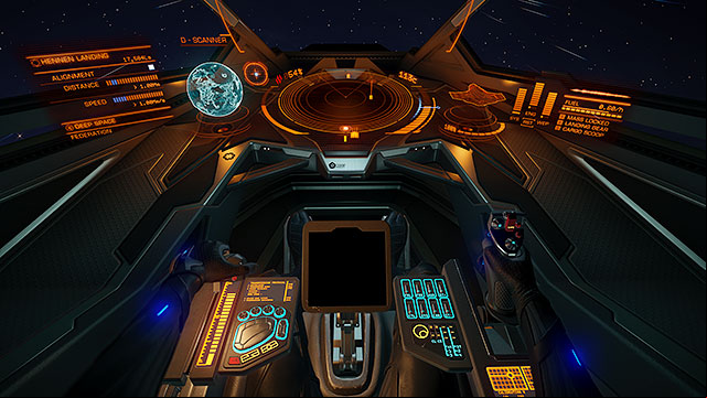 In Elite: Dangerous all of the interface elements are rendered in 3D as a holograms - Main interface elements - Ship Interface - Elite: Dangerous - Game Guide and Walkthrough