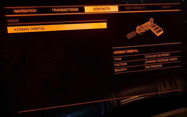 The list of s shows all the objects shown by the sensors - (Left) Target - Ship Interface - Elite: Dangerous - Game Guide and Walkthrough