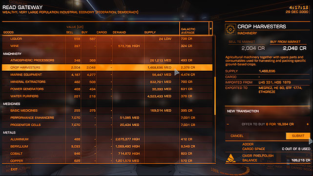 A buy cheap and sell expensive is the basic rule of every trader - Professions - Earning your first money - Elite: Dangerous - Game Guide and Walkthrough