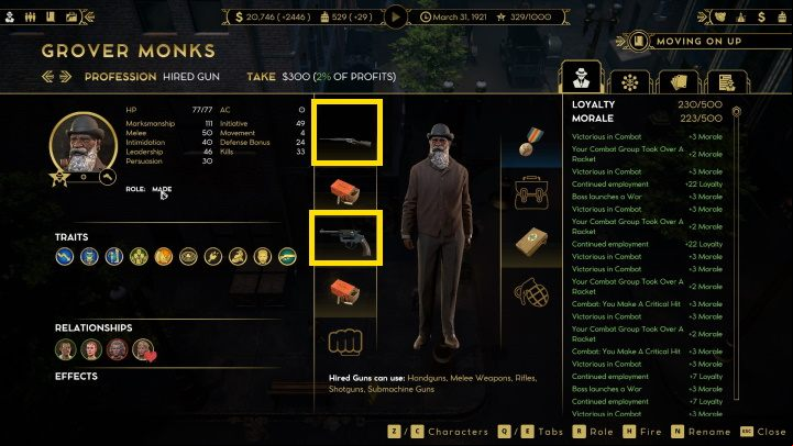 In addition, the characters can also fight hand to hand - Empire of Sin: turn-based combat - Basics - Empire of Sin Guide