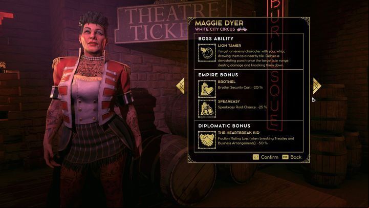 Maggie Dyer is a powerful boss, but not the strongest in the entire lineup - Empire of Sin: Maggie Dyer - boss, characteristics - Bosses - Empire of Sin Guide