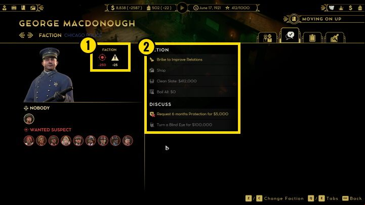 Not all of these are always active - Empire of Sin: police - relationship - Basics - Empire of Sin Guide