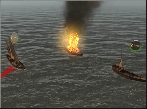 You can set fire to the enemy sail using rocket ships. that burning vessels can explode at any time. - Game Mechanics - Naval Battles - What to attack? - Naval Battles - Empire: Total War - Game Guide and Walkthrough