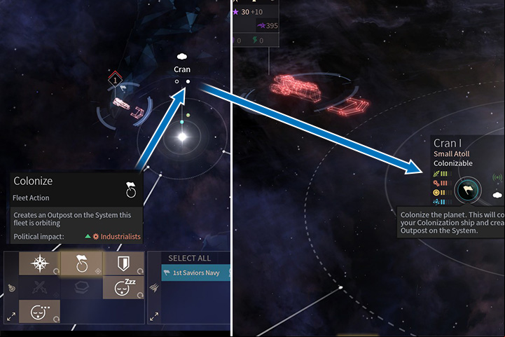 A colonizing ship can be the first step to take over a system. The best way to do that is to choose friendly planets as your targets. White circles under system names can suggest you which planets can be inhabited. - Colonization, migration and evacuation in Endless Space 2 - Gameplay basics - Endless Space 2 Game Guide