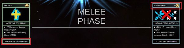 The same tactic card blocked the engineering card in the melee phase - Battle Cards - Combat - Endless Space - Game Guide and Walkthrough