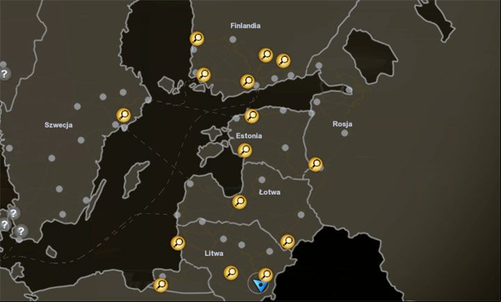 The map presents cities from the expansion in which there is a recruitment agency. - New job agencies in Euro Truck Simulator 2 Beyond the Baltic Sea - Whats new? - Euro Truck Simulator 2 Game Guide
