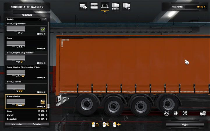 The next thing is the body (shape, type) and the chassis (car layout) - there are many options available - Trailers in ETS2 Beyond the Baltic Sea - Whats new? - Euro Truck Simulator 2 Game Guide