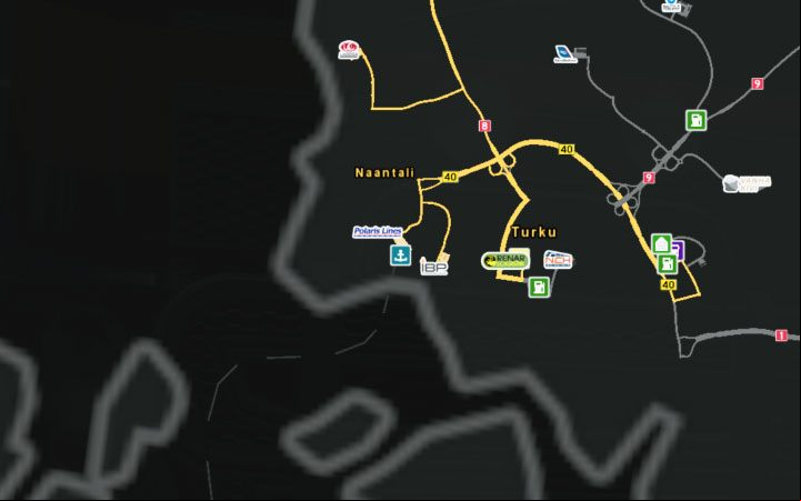 A map of Naantali. - Finland in Euro Truck Simulator 2 Beyond the Baltic Sea - New cities - Euro Truck Simulator 2 Game Guide