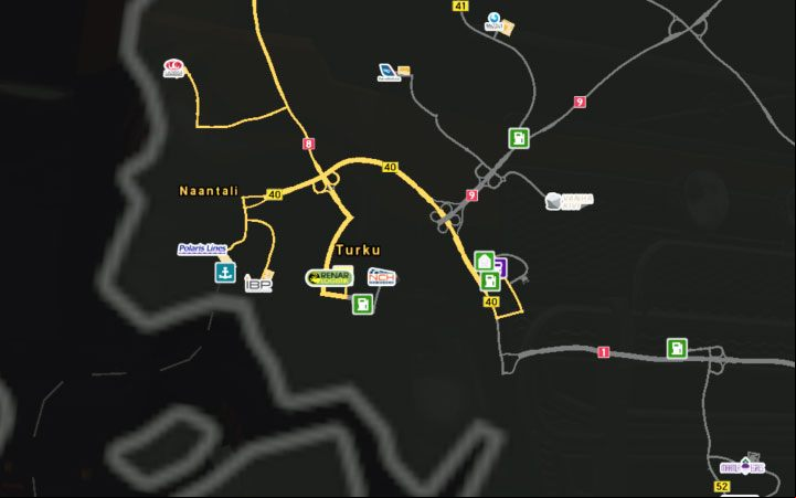 A map of Turku. - Finland in Euro Truck Simulator 2 Beyond the Baltic Sea - New cities - Euro Truck Simulator 2 Game Guide