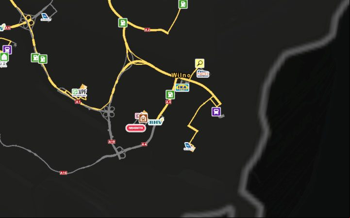 A map of Vilnius. - Lithuania in Euro Truck Simulator 2 Beyond the Baltic Sea - New cities - Euro Truck Simulator 2 Game Guide