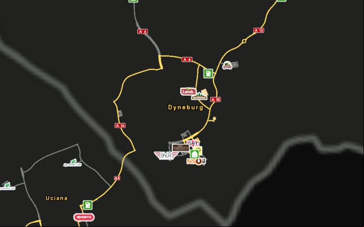 A map of Daugavpils. - Latvia in Euro Truck Simulator 2 Beyond the Baltic Sea - New cities - Euro Truck Simulator 2 Game Guide