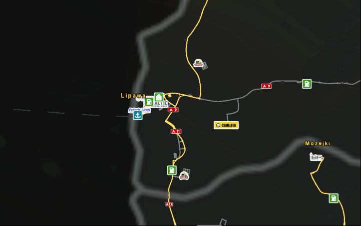 A map of Liepaja. - Latvia in Euro Truck Simulator 2 Beyond the Baltic Sea - New cities - Euro Truck Simulator 2 Game Guide