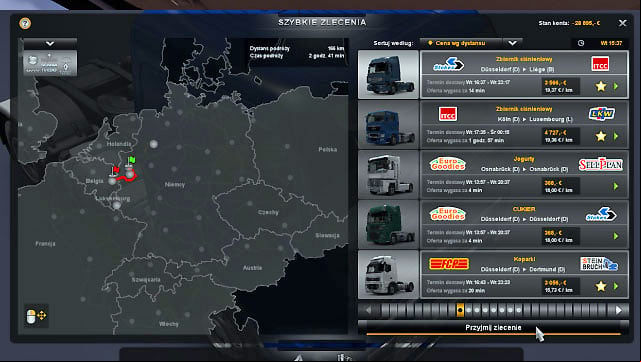 Quick orders are available from the very start - ETS2: Quick order - Job market Guide - Job market - Euro Truck Simulator 2 Game Guide
