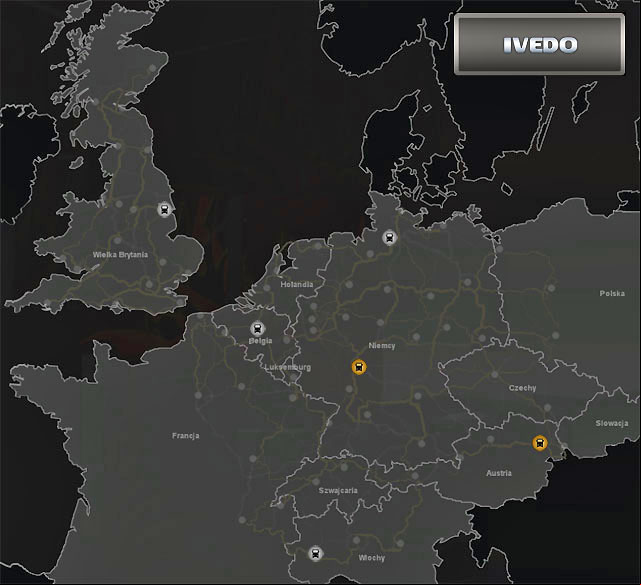 IVEDO trucks are offered in six cities - ETS2: IVEDO Truck dealers - map - Truck dealers - Euro Truck Simulator 2 Game Guide
