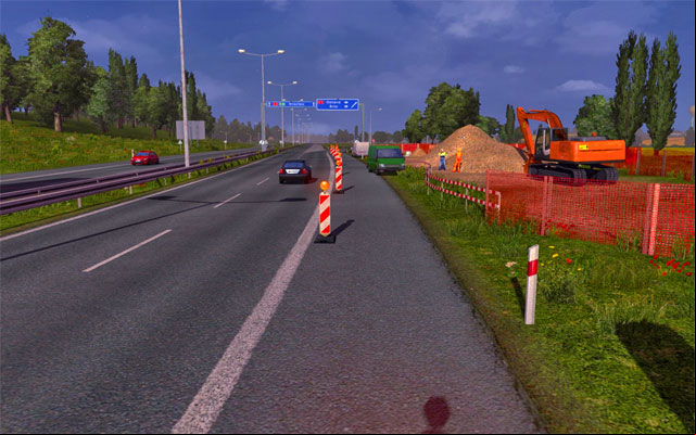 The roadworks also happen on highways bringing speed limits - ETS2: Narrowing and roadworks | Roads - Roads - Euro Truck Simulator 2 Game Guide