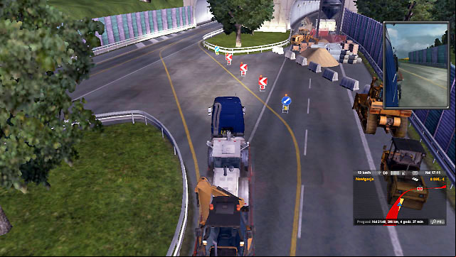 Sometimes roadworks happen even on highways - ETS2: Narrowing and roadworks | Roads - Roads - Euro Truck Simulator 2 Game Guide