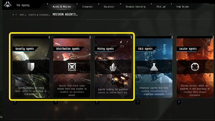 EVE Online has the following mission types - EVE Online: Missions - how to start? - FAQ - EVE Online Guide