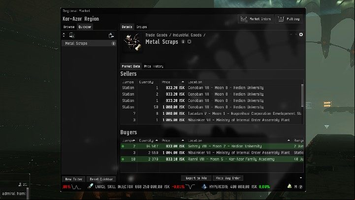 The Market in EVE Online is unique compared to the rest of the MMO games - EVE Online: Interface - key elements - Basics - EVE Online Guide