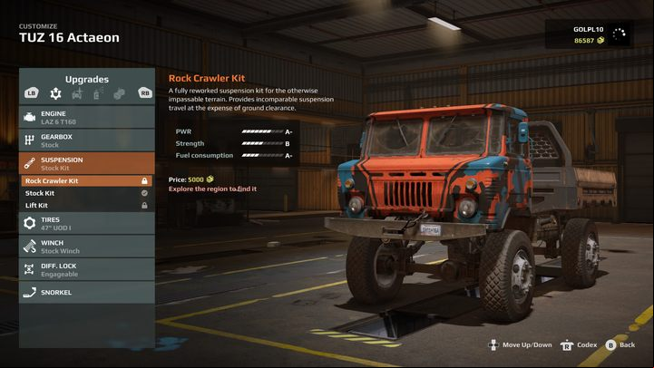 The suspension will primarily affect the feeling of driving off-road - Expeditions MudRunner: Best upgrades - Basics - Expeditions MudRunner Guide