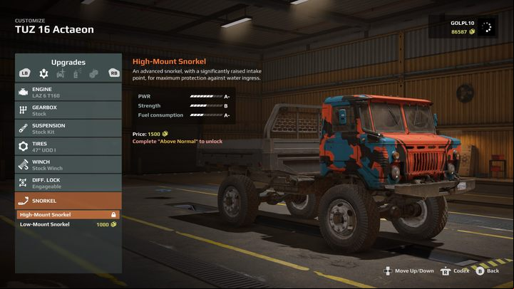 An ingenious pipe system that moves the air intake much higher - Expeditions MudRunner: Best upgrades - Basics - Expeditions MudRunner Guide