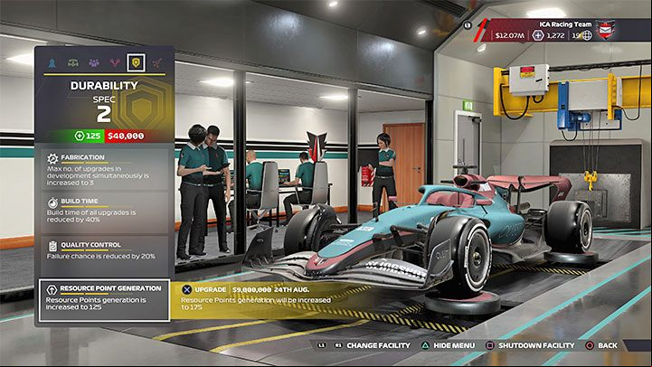 Each team has several facilities related to its management, with their role varying depending on the type of career chosen - F1 22: Career - tips and team management - Basics - F1 22 Guide