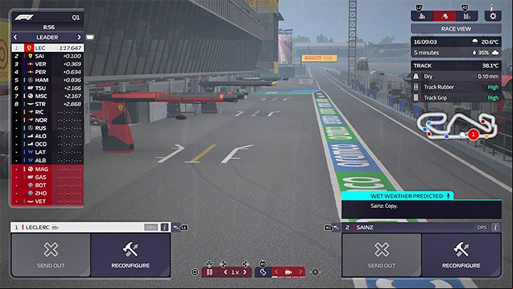 In qualifying, always enter the track before it rains - F1 Manager 2022: Weather changes and forecast - how to check and how to adapt? - FAQ - F1 Manager 2022 Guide