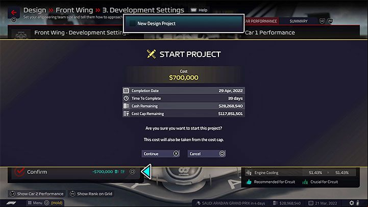 Finally, you always have to pay for the part design process - F1 Manager 2022: Cars and their development - deg parts - Basics - F1 Manager 2022 Guide