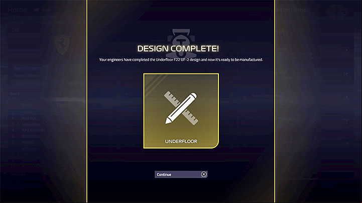 The only thing left to do is wait for the confirmation of the end of the project - F1 Manager 2022: Cars and their development - deg parts - Basics - F1 Manager 2022 Guide