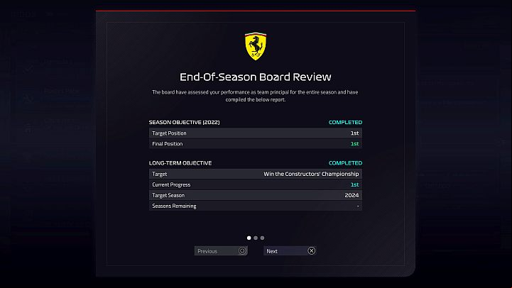 At the end of the season ,another board evaluation takes place - F1 Manager 2022: End of season 2022 and build-up to 2023 season - Basics - F1 Manager 2022 Guide