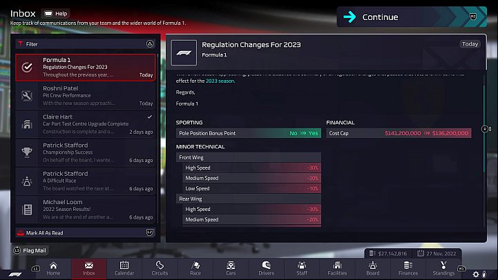 In one of the news, you will also learn about all planned changes to the regulations for the next season - F1 Manager 2022: End of season 2022 and build-up to 2023 season - Basics - F1 Manager 2022 Guide