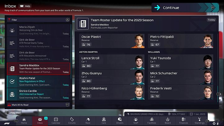 From the news you can also learn about changes in driver roster in other teams - F1 Manager 2022: End of season 2022 and build-up to 2023 season - Basics - F1 Manager 2022 Guide