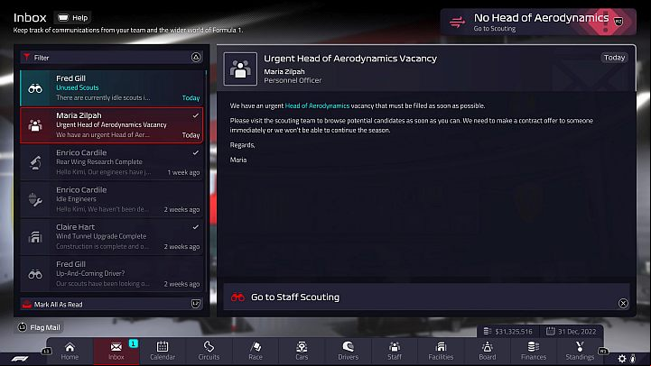 You will receive a warning if any of your key employees ends their contract - F1 Manager 2022: End of season 2022 and build-up to 2023 season - Basics - F1 Manager 2022 Guide